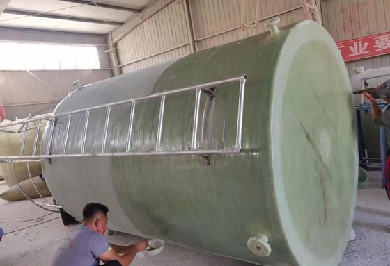 1800x6050 Serbatoio di stoccaggio in FRP con valvola di scarico, serbatoio chimico in FRP resistente alla corrosione