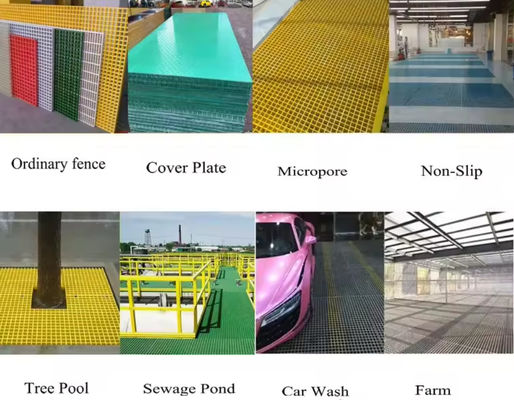 Copertura di griglia di pavimento di plastica modellato 4x8 Griglia in fibra di vetro Frp 385mm Passeggiate GRP Griglia